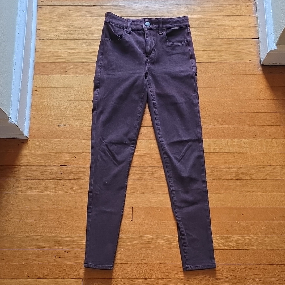 American Eagle Outfitters, Hi-Rise Jeggings, Burgandy, EUC, Women's 0